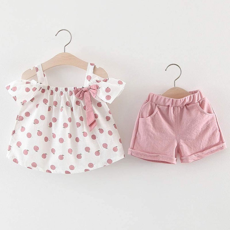 Hipea Toddler Baby Girls Summer Clothes Outfits Ruffle Camisole Spot Dot Tops and Casual Shorts 2-Piece Newborn Girl Clothing Set (6-7T) - Image 2